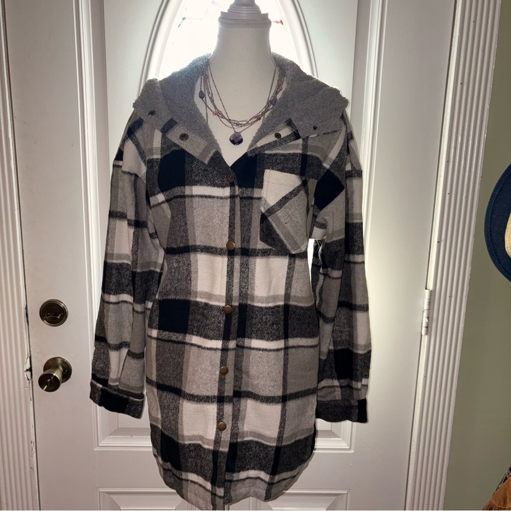Plaid plaid cozy button down, oversized Jacket shirt